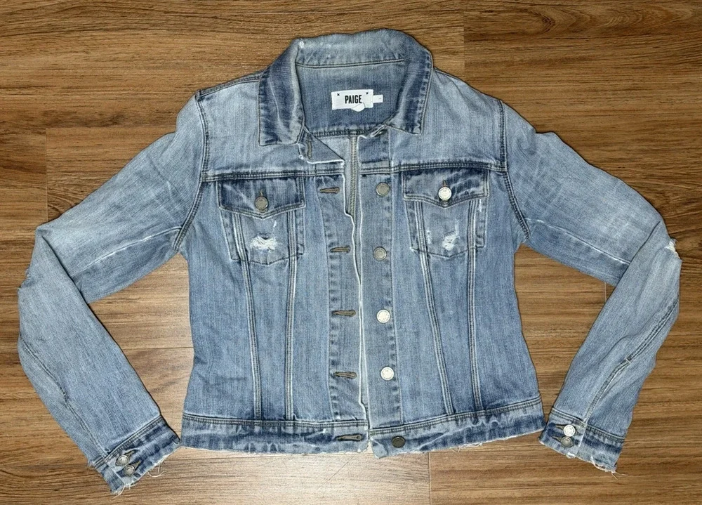 PAIGE Light Wash Denim Jacket in Faded Blue
